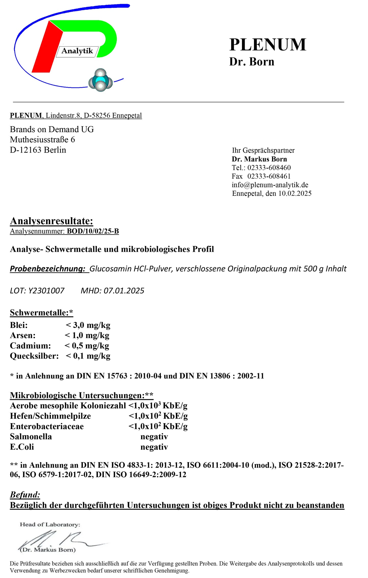 Glucosamin Pulver- 1,000g