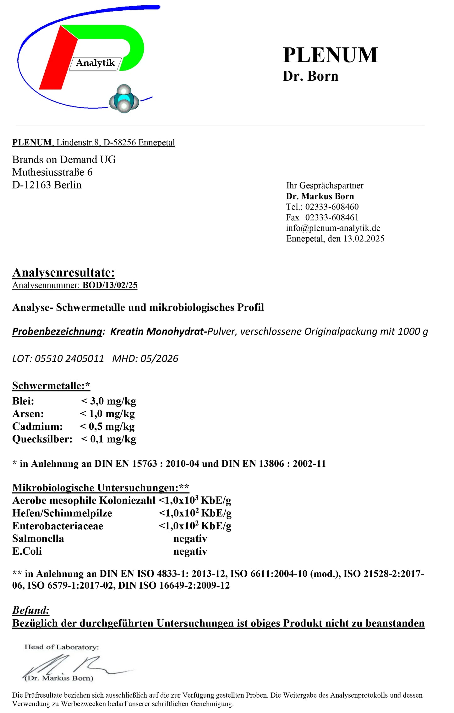 Kreatin Monohydrat Pulver - 1000g