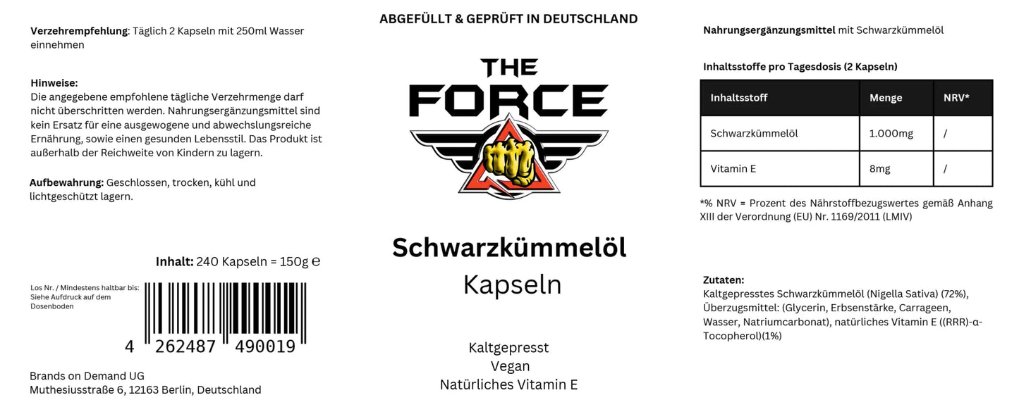 Black cumin oil capsules - THE FORCE SPORT