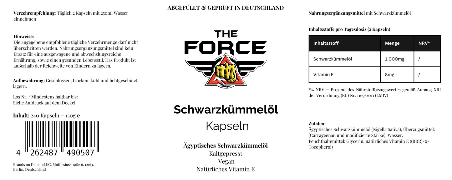 Egyptian Black Cumin Oil - 240 vegan Softgels - THE FORCE SPORT