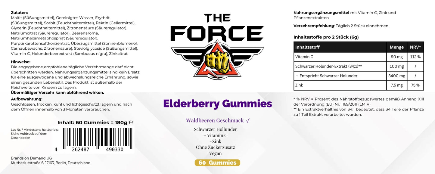 Elderberry + Vitamin C + Zinc Gummies - THE FORCE SPORT