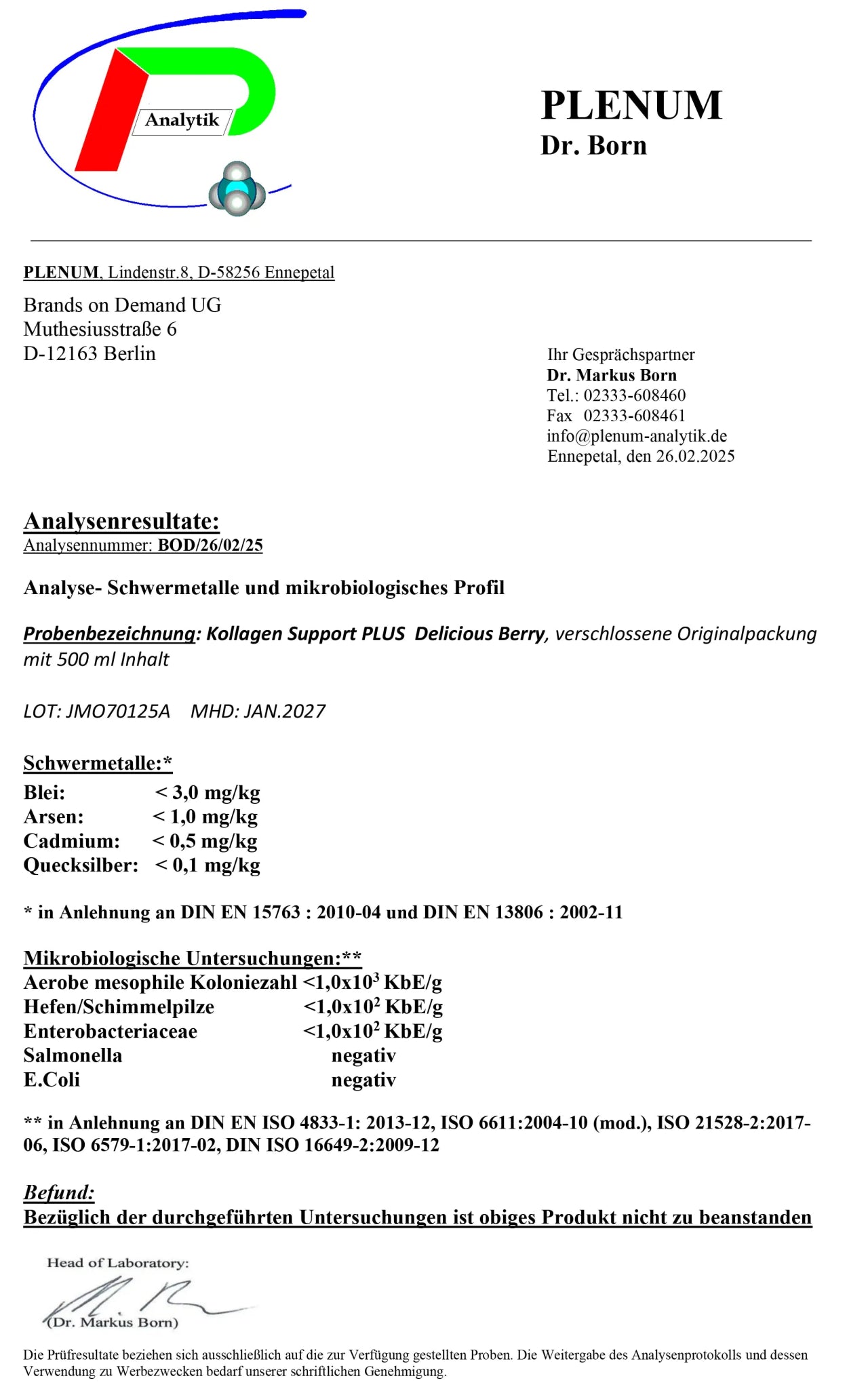 Kollagen Support PLUS+ Shots - Wild Berry - 500ml - THE FORCE SPORT