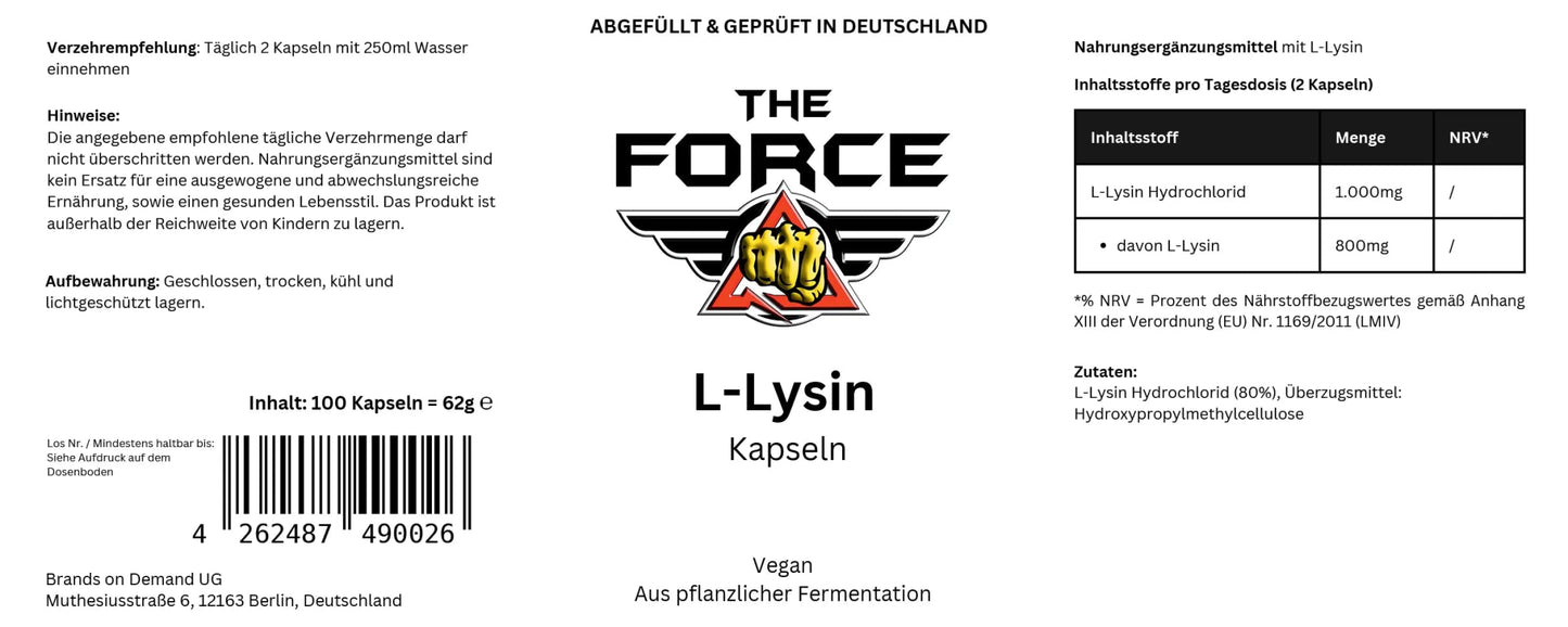 L - Lysine capsules - THE FORCE SPORT