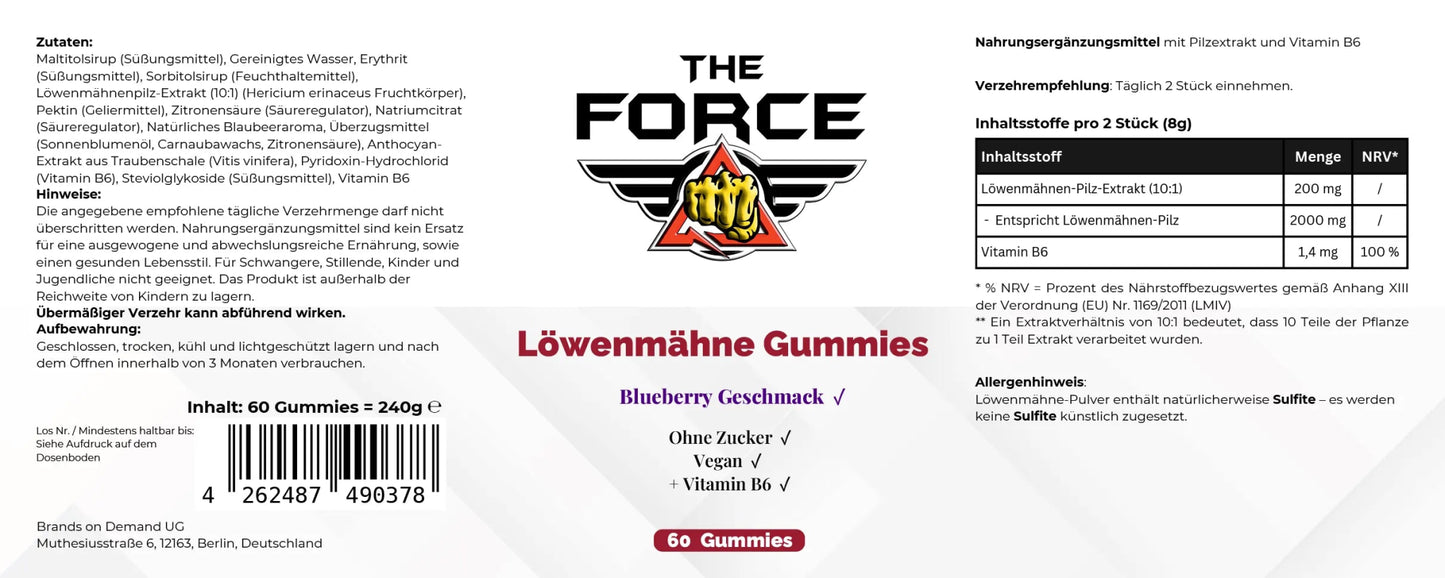 Lion's Mane Gummies - THE FORCE SPORT