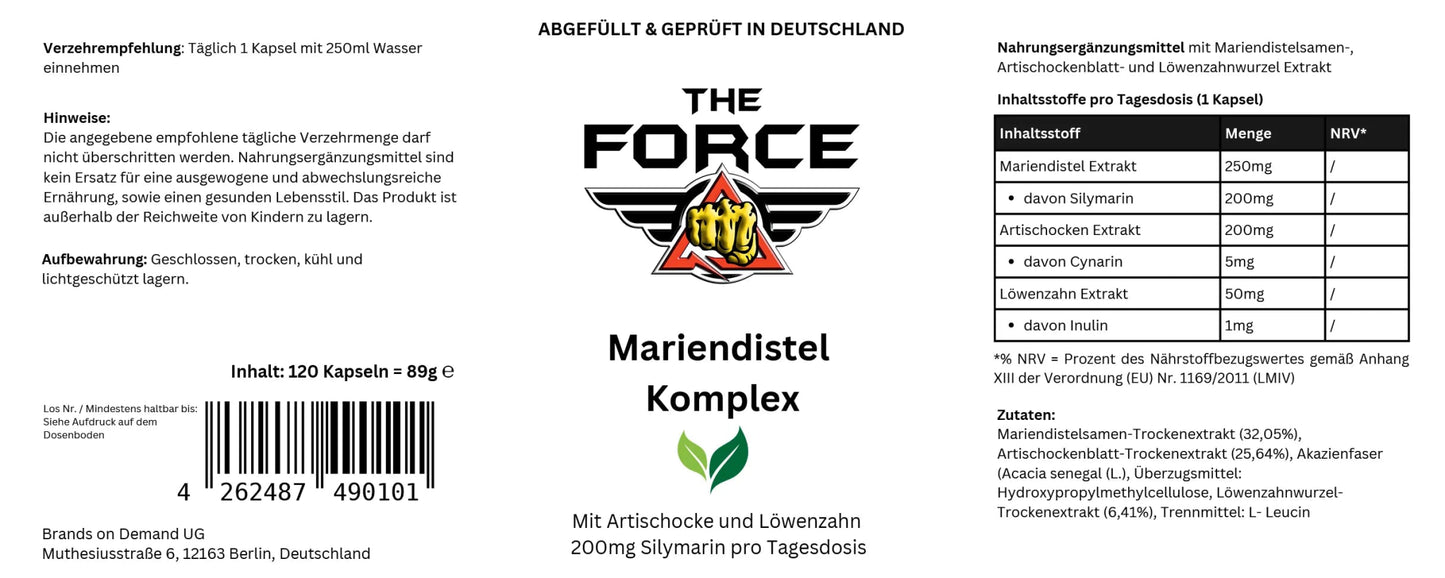 Milk Thistle Artichoke Dandelion Complex - THE FORCE SPORT