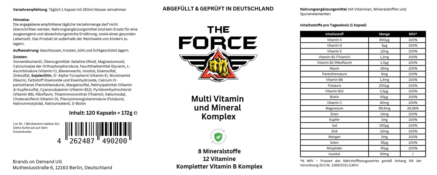 Multi Vitamin and Mineral Complex - THE FORCE SPORT