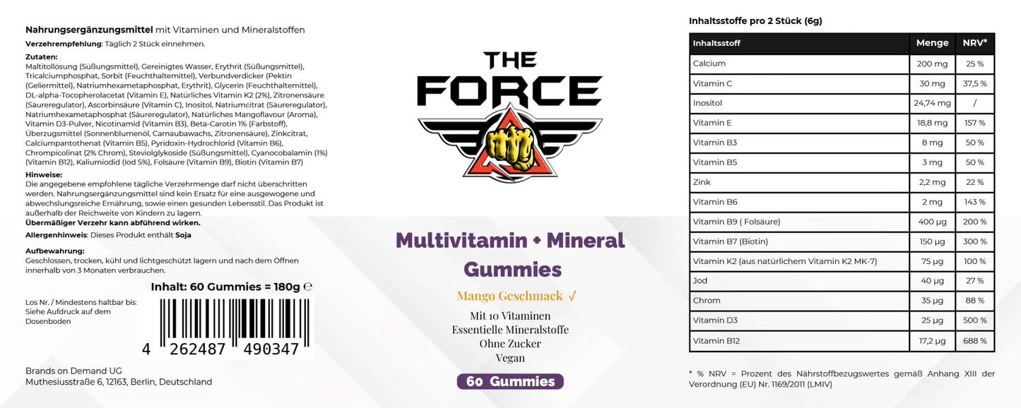 Multivitamin + Mineral Gummies - THE FORCE SPORT
