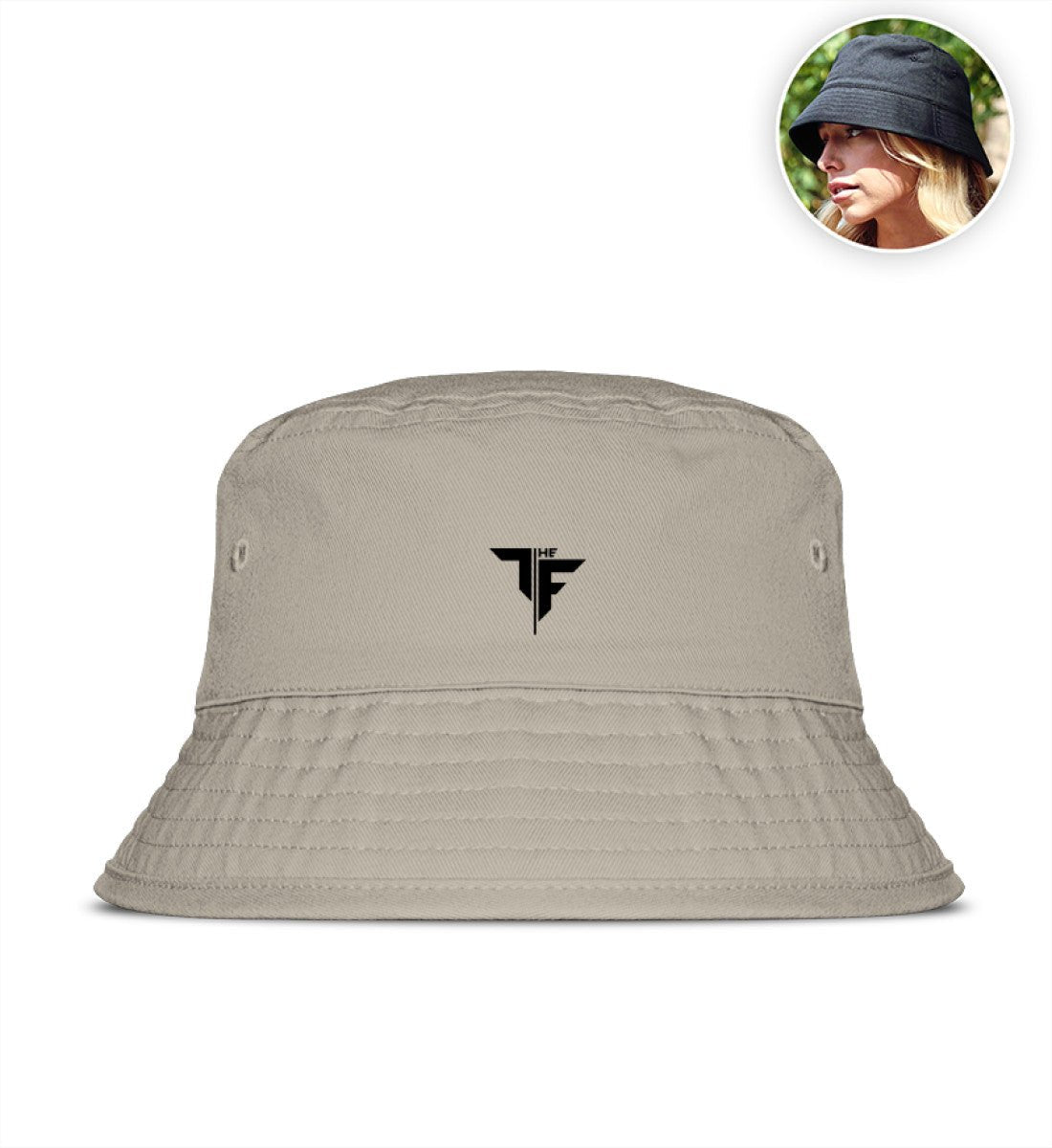 Organic Bucket Hat with black Embroidery - THE FORCE SPORT