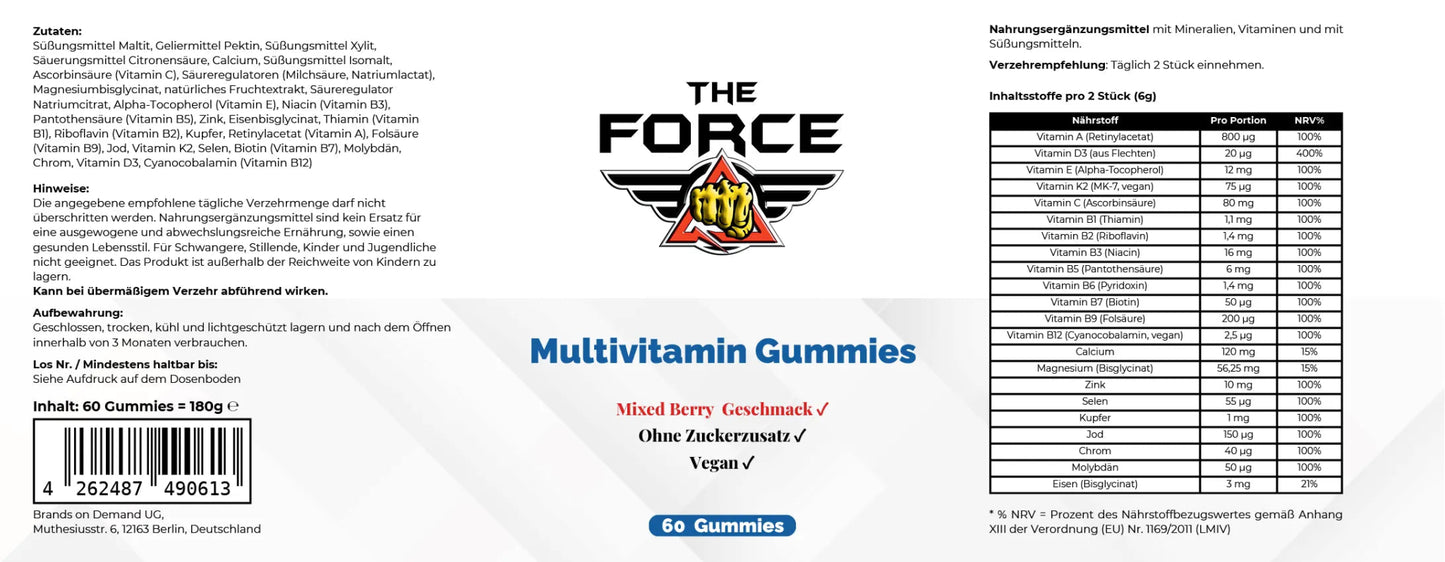 Premium Multivitamin + Mineral Gummies - 60 pcs. - THE FORCE SPORT