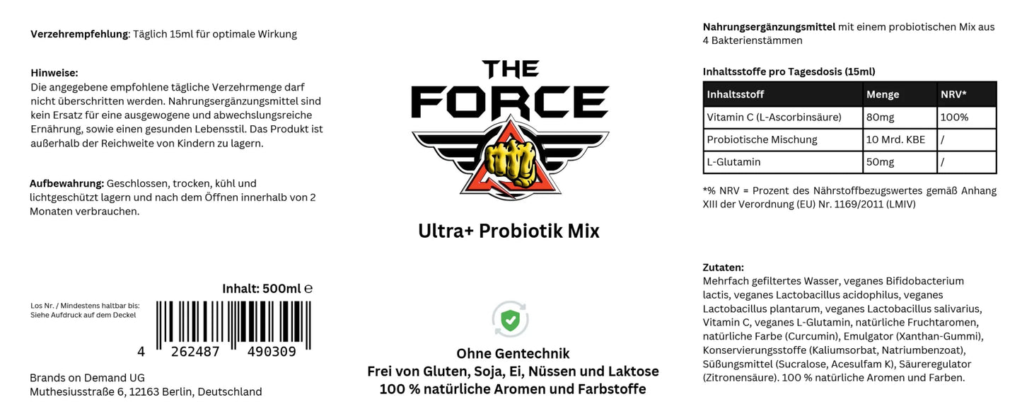 Ultra+ Probiotic Mix - Lemon - 500ml - THE FORCE SPORT