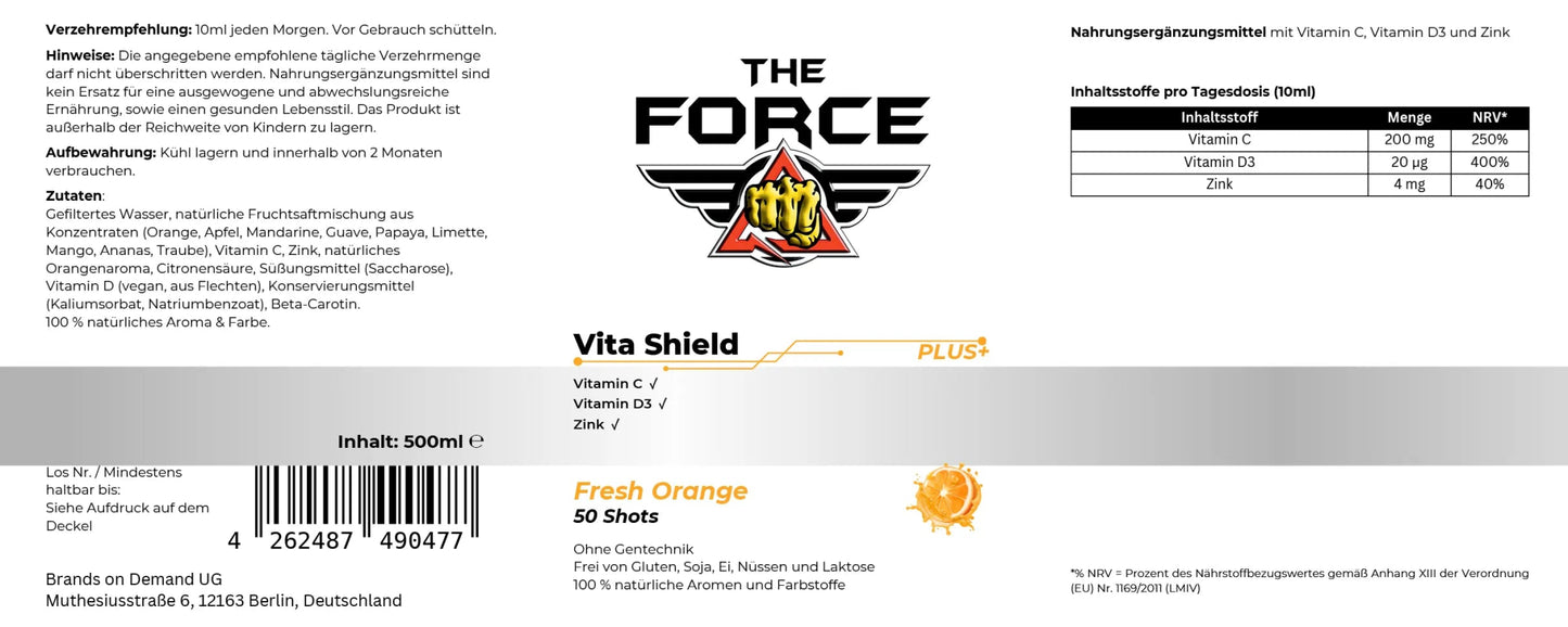 Vita Shield PLUS+ Shots - Fresh Orange - 500ml - THE FORCE SPORT