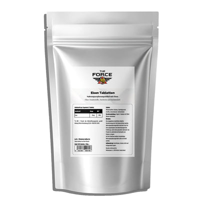 Silver package with a label on a white background