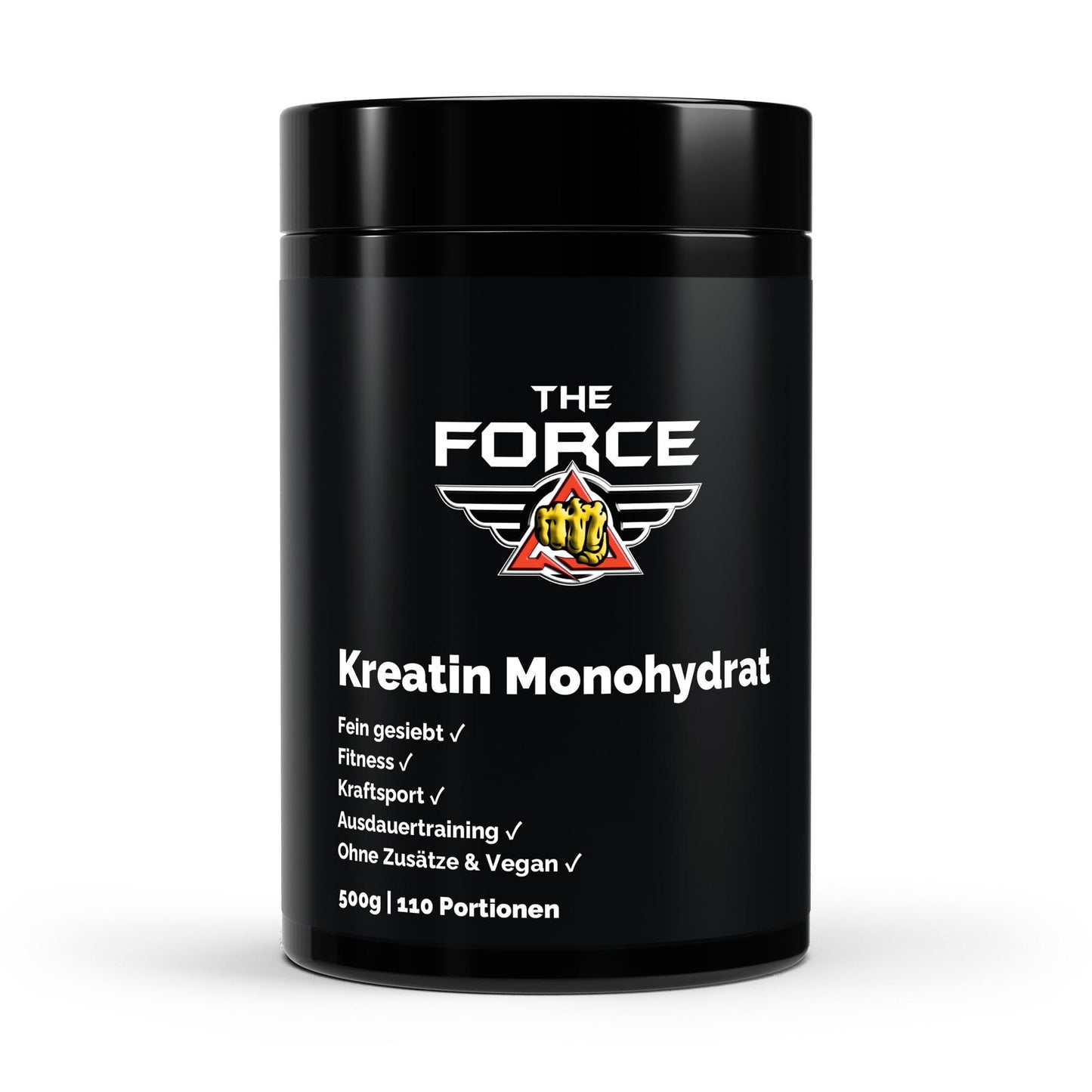 THE FORCE Creatine Monohydrate 500g – Pure unflavoured creatine powder, 110 servings, ships from Germany