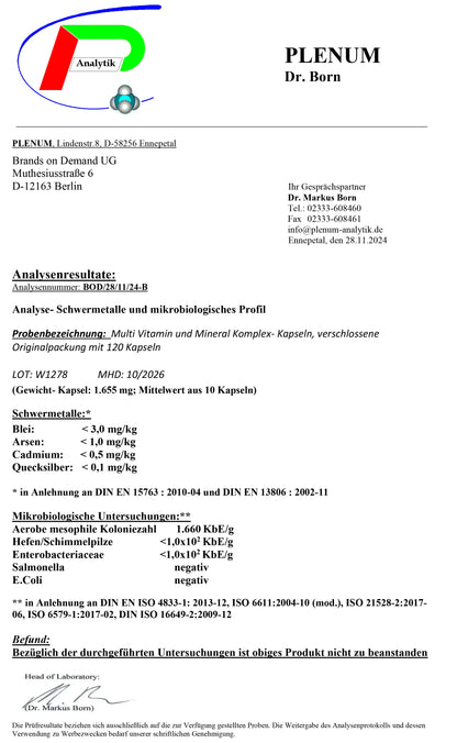 Analytical report from Plenum with logo and text on a white background
