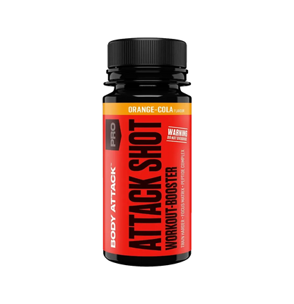 Body Attack Attack Shot 20 x 60 ml Pre-Workout Shots mit Koffein und Aminosäuren