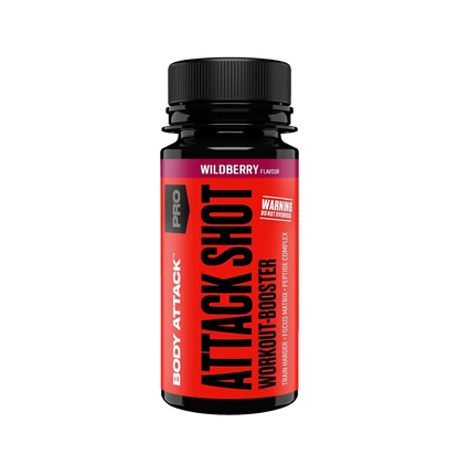 Body Attack Attack Shot 20 x 60 ml Pre-Workout Shots mit Koffein und Aminosäuren