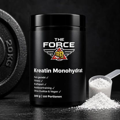 THE FORCE Kreatin Monohydrat 500g – Reines, geschmacksneutrales Kreatin-Pulver, 110 Portionen, Versand aus Deutschland