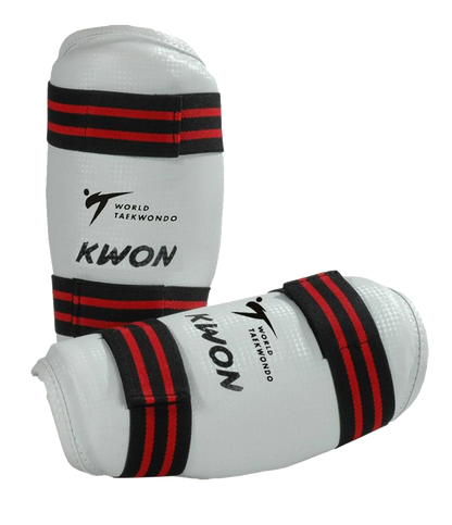 Weißer KWON Unterarmschutz Evolution WT-anerkannt für Taekwondo