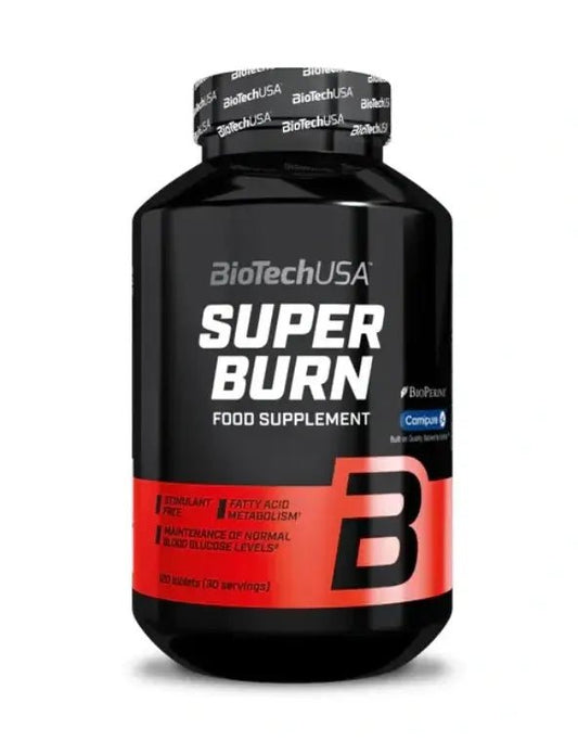 BioTechUSA® Super Burn 120 Tablets – Fat Burner with CLA, L-Carnitine, Vitamins & Mineralsbackground