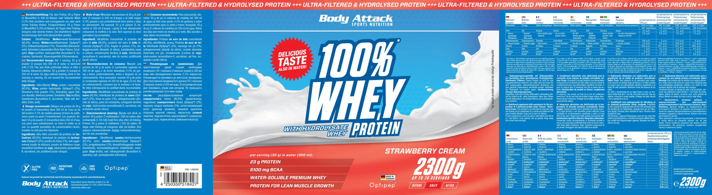 Body Attack 100% Whey Protein - 2300g – hochwertige / premium / висококачествена Body Attack 100% Whey Protein von / by / от THE FORCE SPORT | THE FORCE SPORT