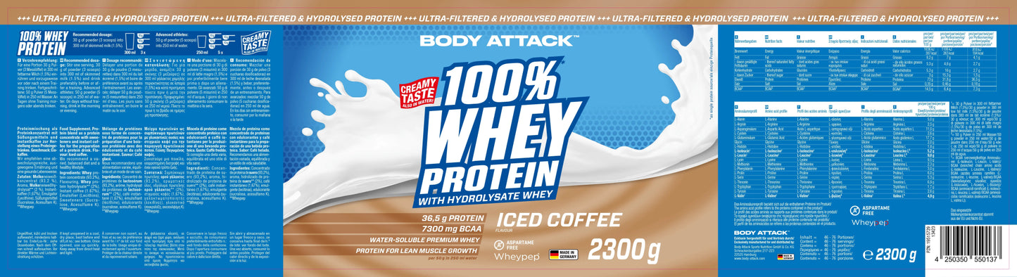 Body Attack 100% Whey Protein - 2300g – hochwertige / premium / висококачествена Body Attack 100% Whey Protein von / by / от THE FORCE SPORT | THE FORCE SPORT