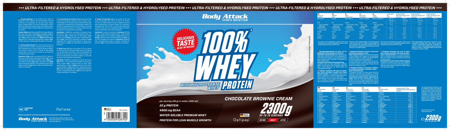 Body Attack 100% Whey Protein - 2300g – hochwertige / premium / висококачествена Body Attack 100% Whey Protein von / by / от THE FORCE SPORT | THE FORCE SPORT
