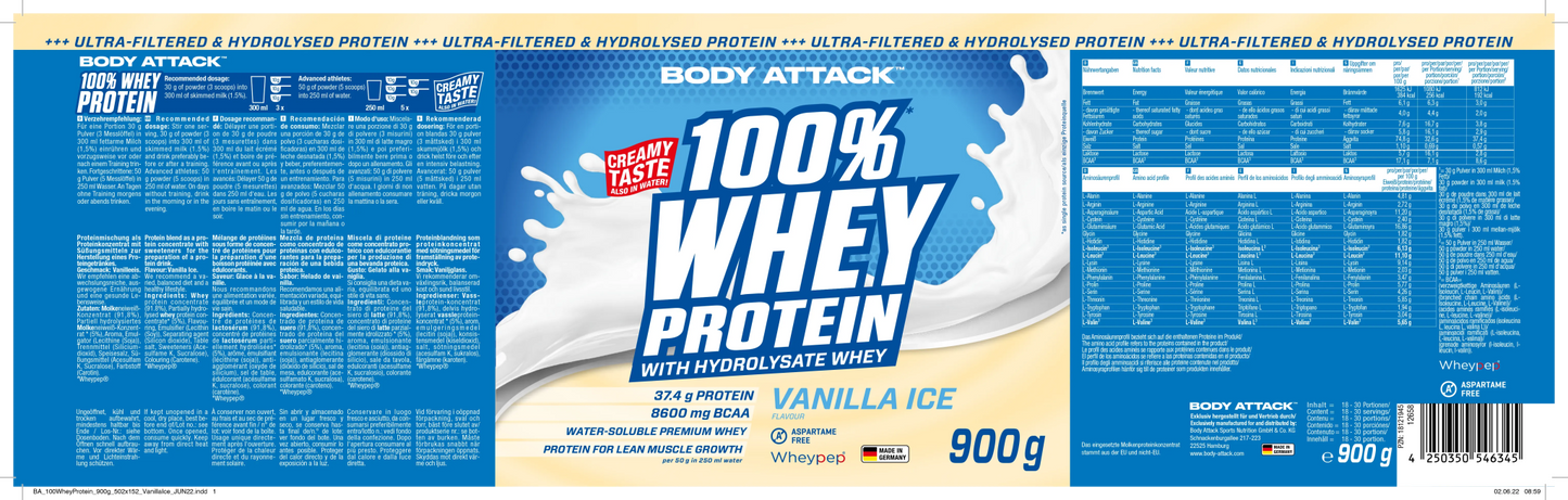 Body Attack 100% Whey Protein - 2300g – hochwertige / premium / висококачествена Body Attack 100% Whey Protein von / by / от THE FORCE SPORT | THE FORCE SPORT