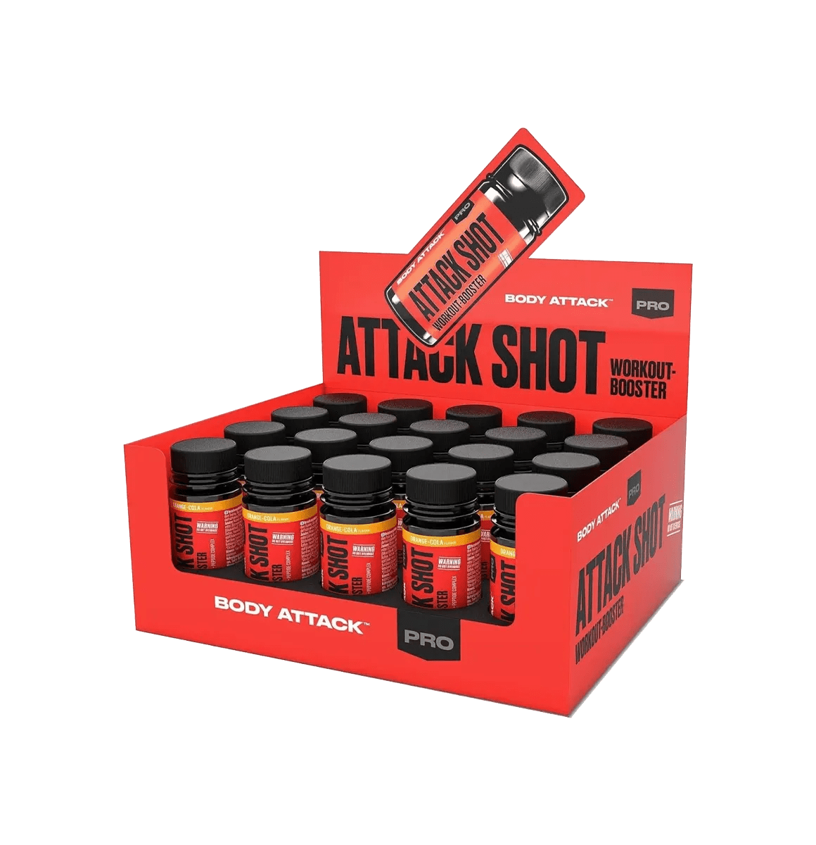 Body Attack Attack Shot 20 x 60 ml Pre-Workout Shots mit Koffein und Aminosäuren
