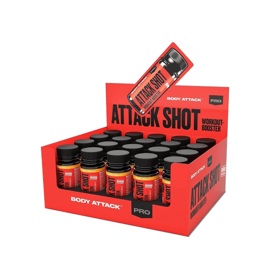 Body Attack Attack Shot 20 x 60 ml Pre-Workout Shots mit Koffein und Aminosäuren