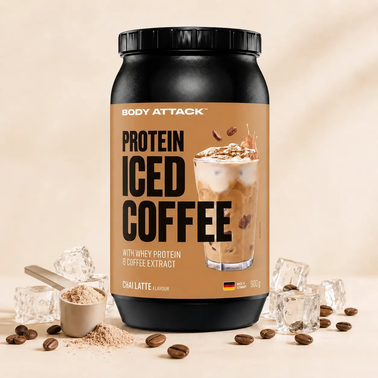 Body Attack Protein Iced Coffee 900 g mit Molkenprotein und Instantkaffee