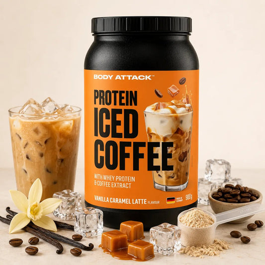 Body Attack Protein Iced Coffee 900 g mit Molkenprotein und Instantkaffee  vanilla