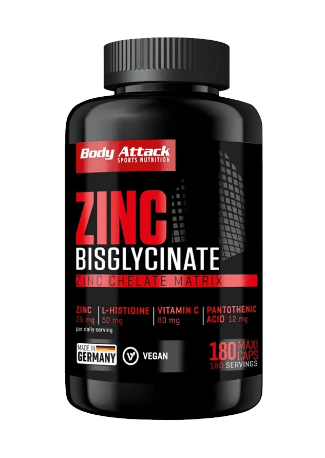 Body Attack Zink Bisglycinat 25 mg 180 vegane Kapseln