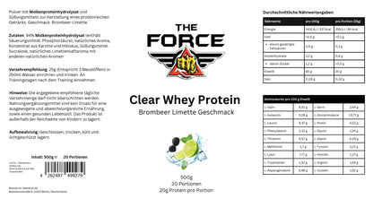 Clear Whey Protein Blackberry - Lime - 500g - THE FORCE SPORT