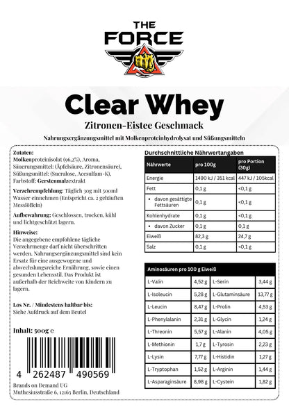 Clear Whey Protein Ice - Tea Lemon - 500g - THE FORCE SPORT