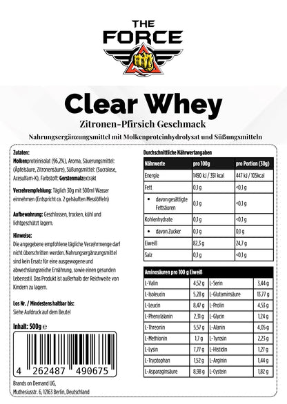 Clear Whey Protein Iced Tea Peach - 500g - THE FORCE SPORT