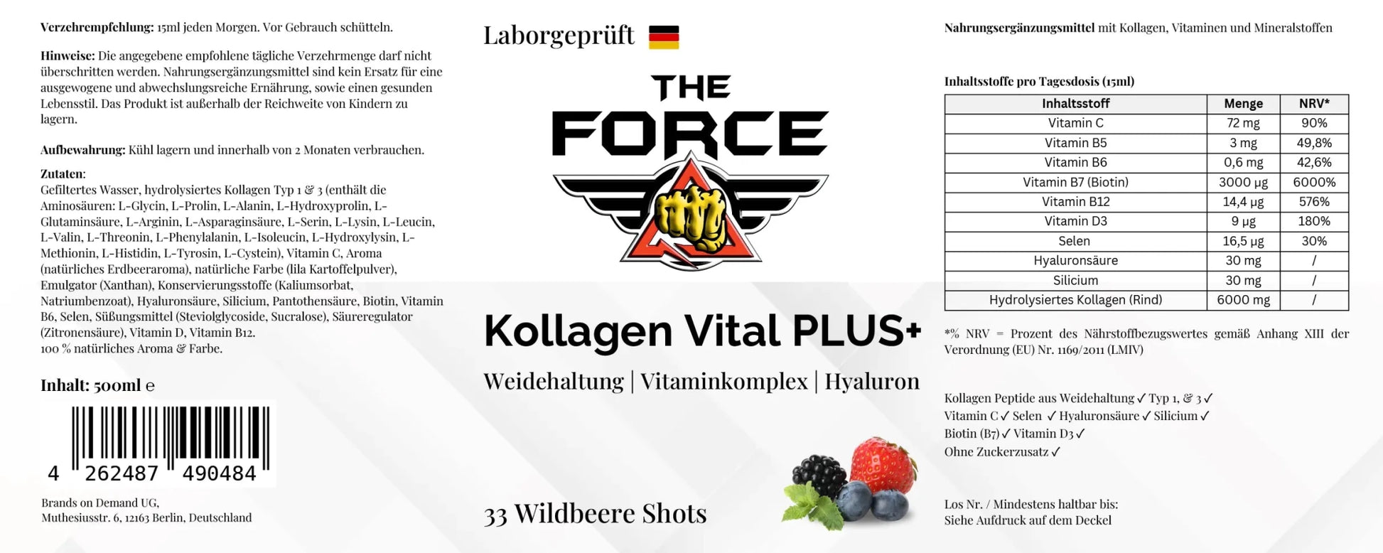 Collagen Vital PLUS Wildberry collagen shots THE FORCE