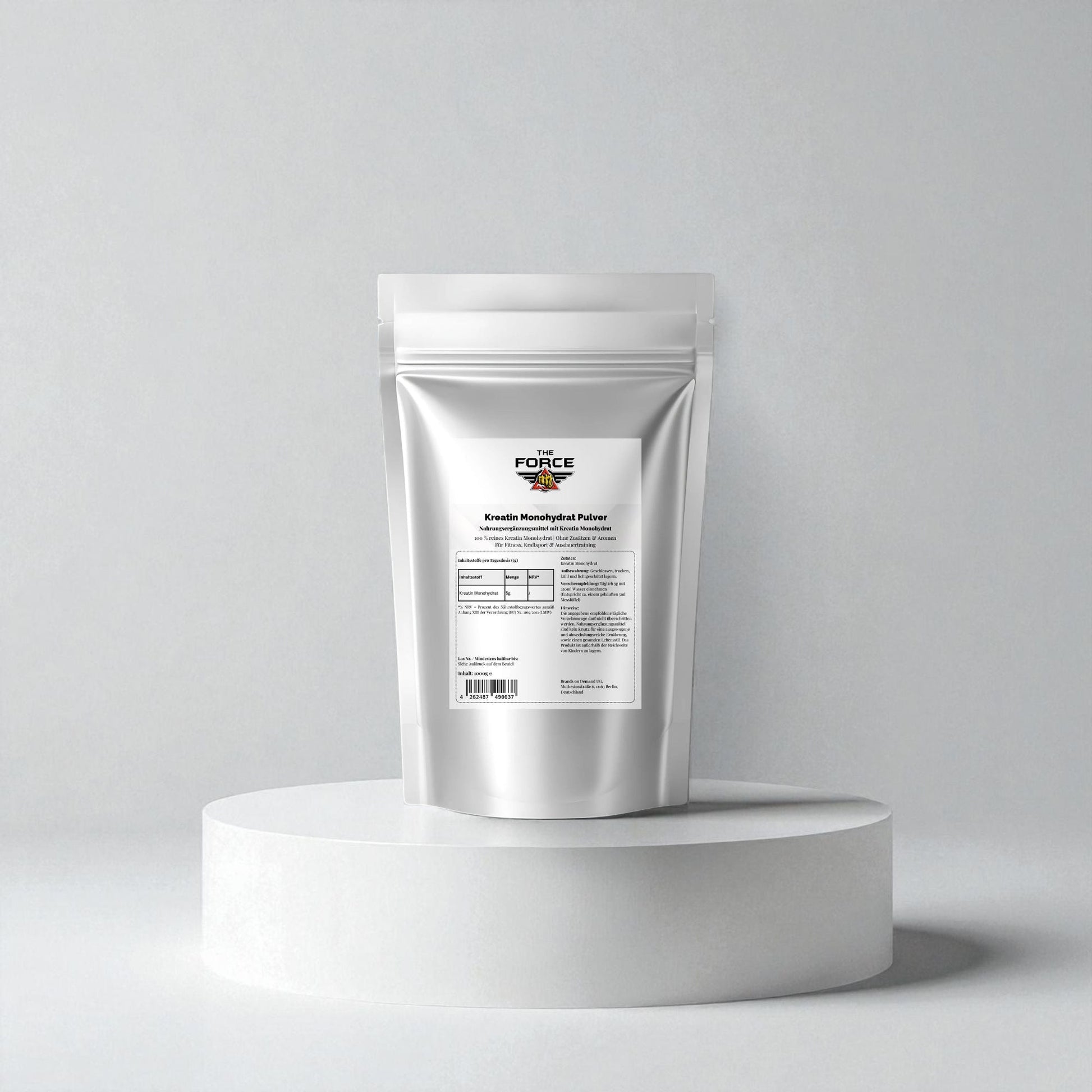 The Force Creatine Monohydrate – 1000 g pure creatine powder pouch