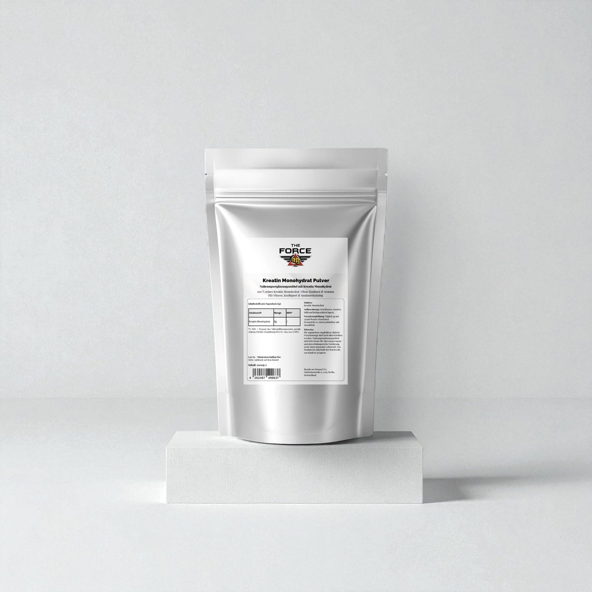 The Force Kreatin Monohydrat 1000 g – Reines Kreatinpulver Beutel