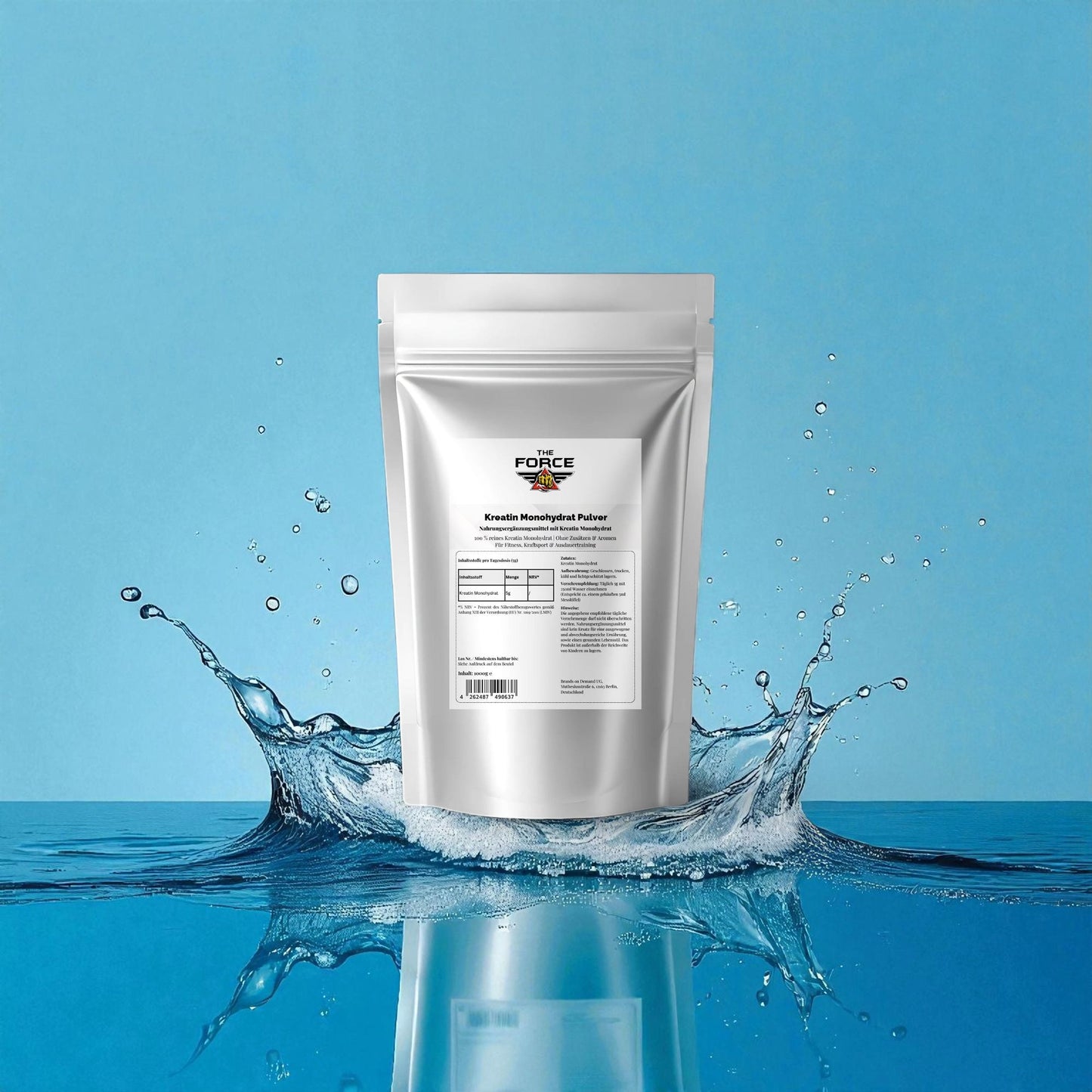 The Force Kreatin Monohydrat 1000 g – Reines Kreatinpulver Beutel