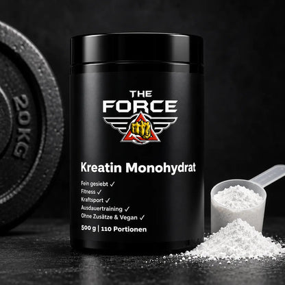 THE FORCE Kreatin Monohydrat 500g – Reines, geschmacksneutrales Kreatin-Pulver, 110 Portionen, Versand aus Deutschland