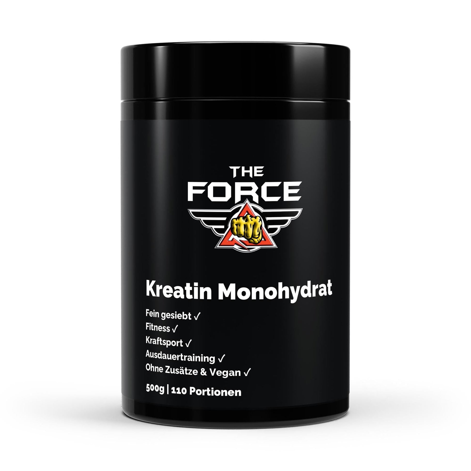 THE FORCE Creatine Monohydrate 500g – Pure unflavoured creatine powder, 110 servings, ships from Germany