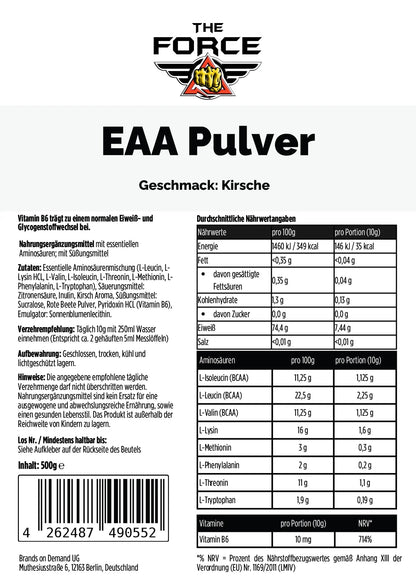 EAA Pulver Kirsche essentielle Aminosäuren THE FORCE