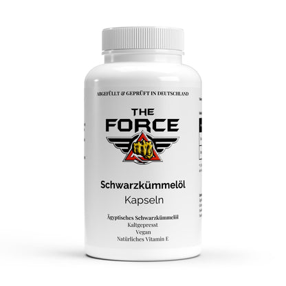 The Force Schwarzkümmelöl Kapseln – ägyptisches kaltgepresstes Schwarzkümmelöl mit natürlichem Vitamin E