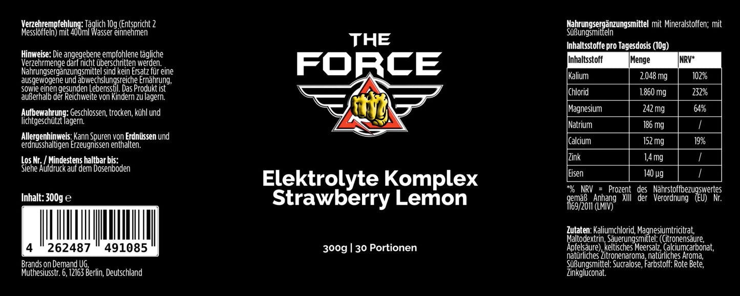 Electrolyte complex strawberry lemon powder THE FORCE