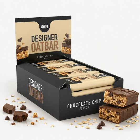 ESN Designer Oatbar 100g – Chocolate Chip, soft oat bar with dark chocolate coating