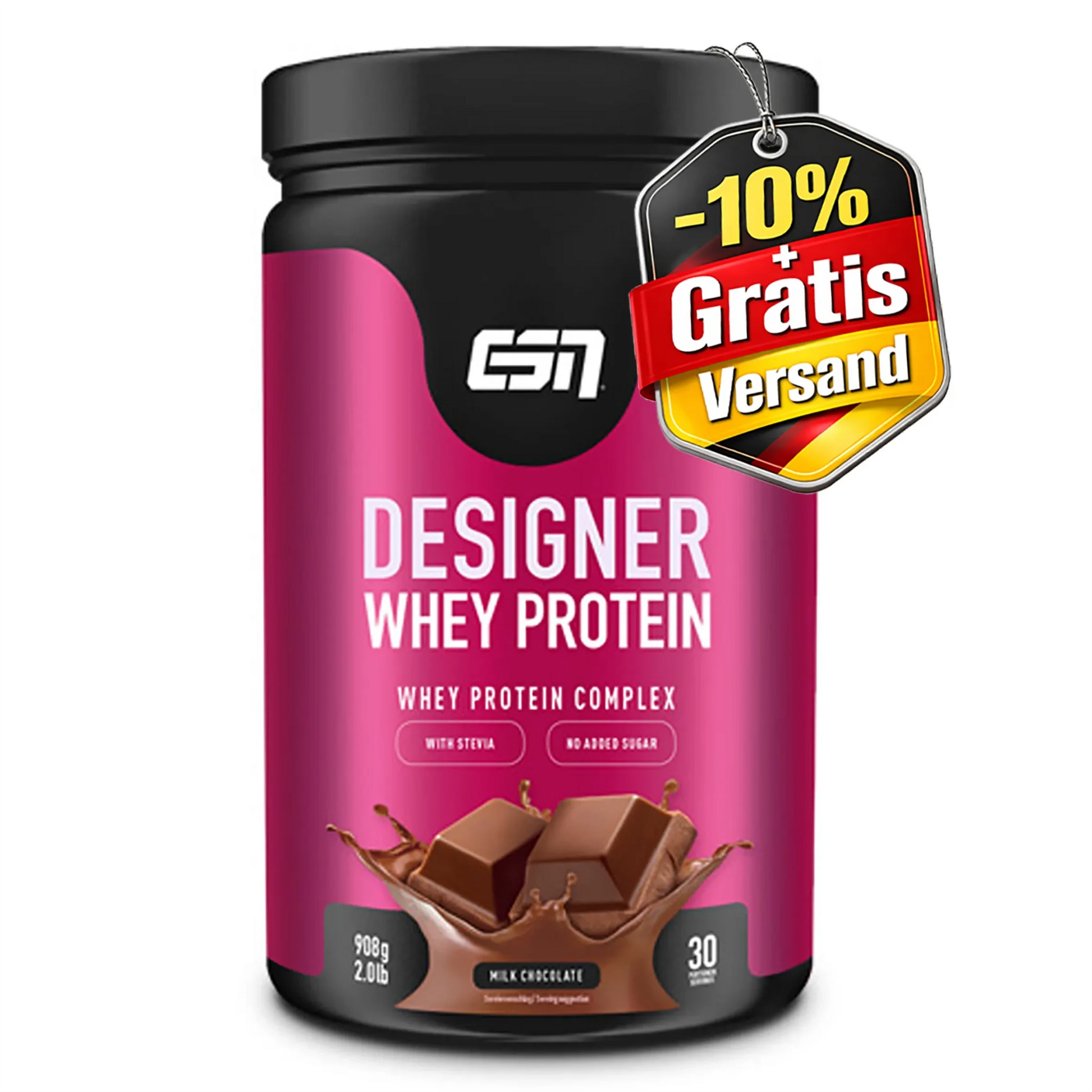 Protein Angebot Badge mit Gratis Versand und 10 Prozent Rabatt