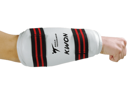 Weißer KWON Unterarmschutz Evolution WT-anerkannt für Taekwondo