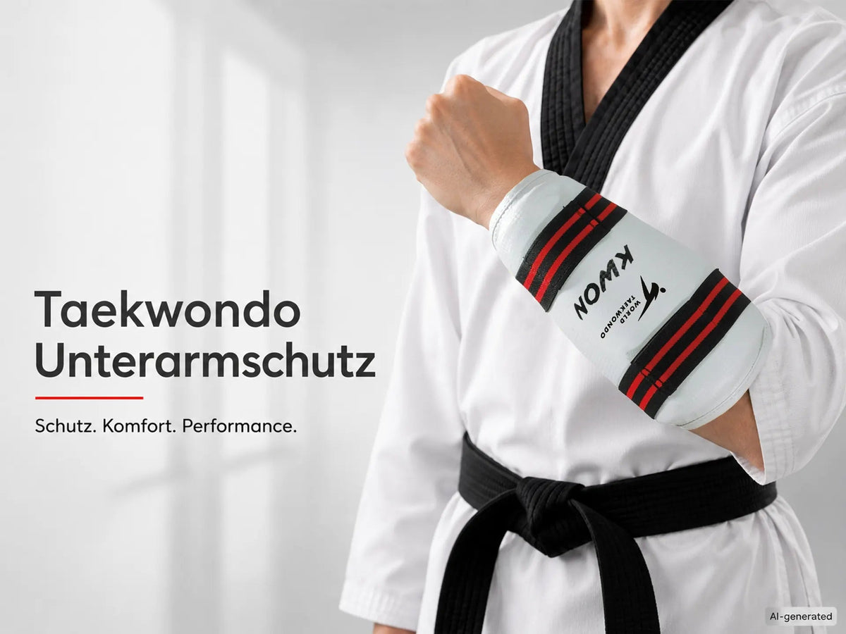 Weißer KWON Unterarmschutz Evolution WT-anerkannt für Taekwondo