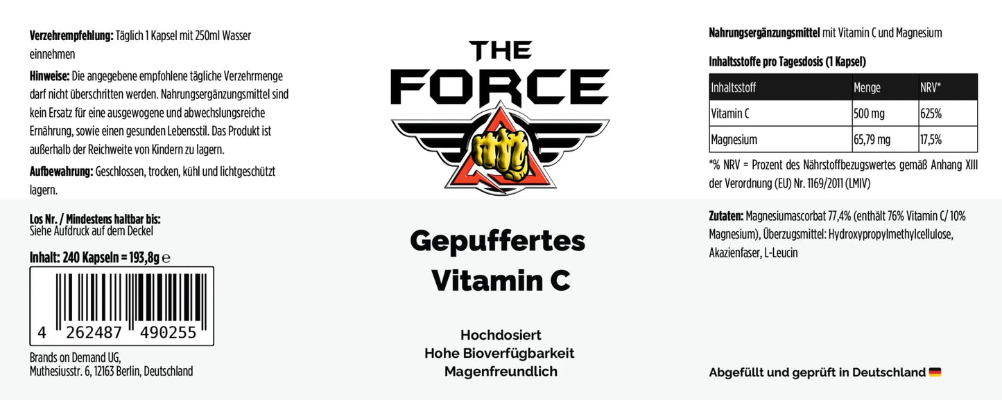 Gepuffertes Vitamin C Kapseln mit Magnesiumascorbat – The Force