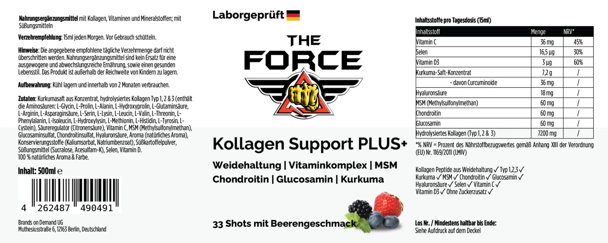 Collagen Support PLUS liquid collagen shots THE FORCE